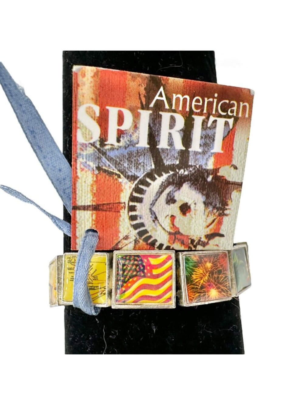 American Spirit Bracelet 7.5 inch Stretch Picture Tiles Patriotic NWT